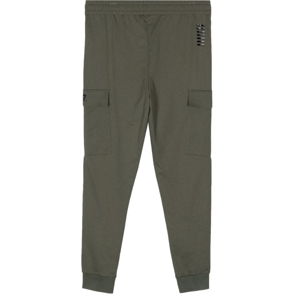 Emporio Armani EA7 Штаны повседневные мужские с принтом логотипа, карманами, эластичным поясом и манжетами, низ изделия, зеленый 8NPP59-PJ05Z-1845