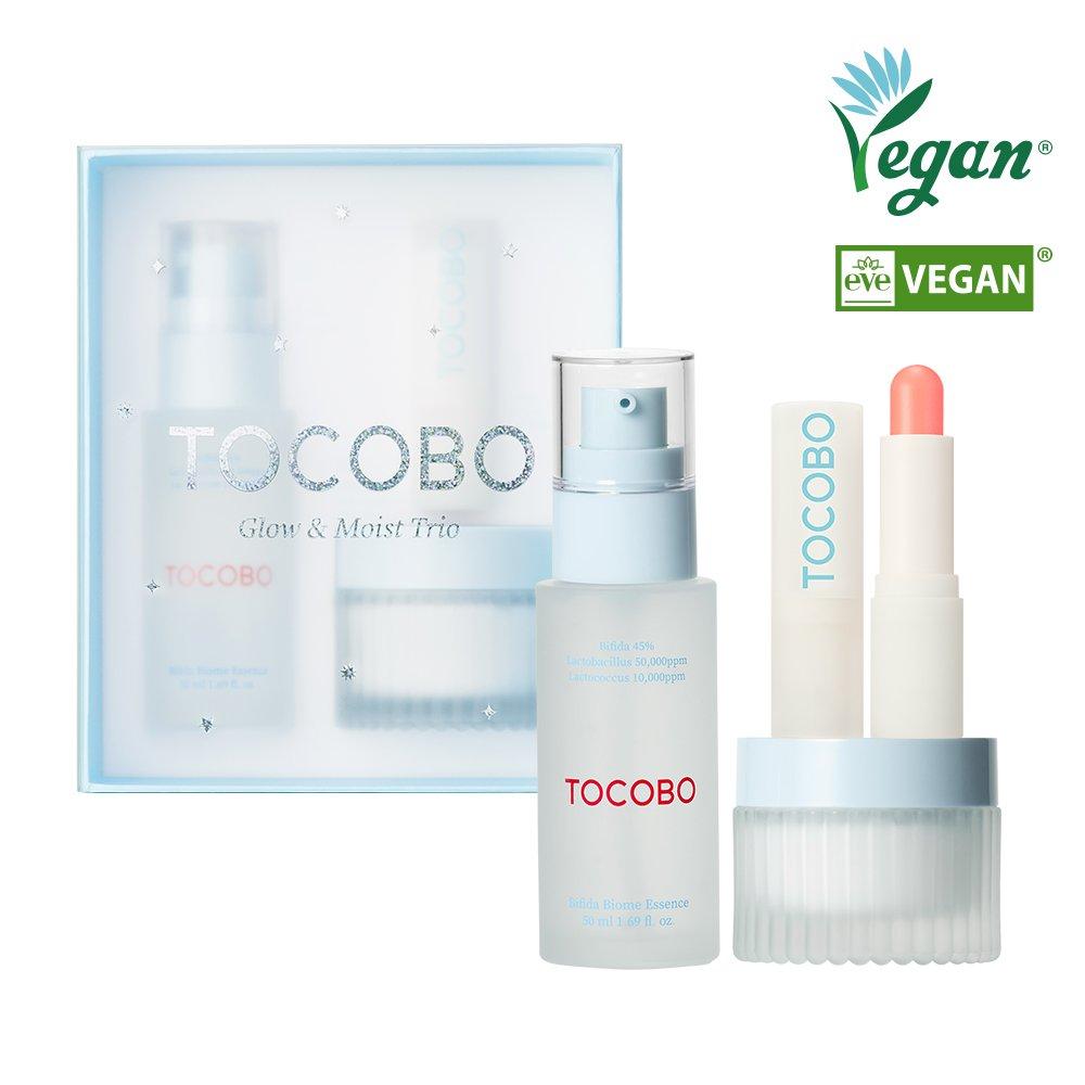 Glow & Moist Trio Set Bifida Biome Essence 50 мл + Multi Ceramide Cream 50 мл + Tocobo_Glow Ritual Lip Balm_001 Coral Water 3,5 г