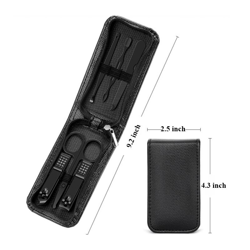 6 шт. портативные роскошные маникюрные наборы, наборы для педикюра, яркие черные кусачки для ногтей, набор инструментов для личной гигиены, ножницы для бровей