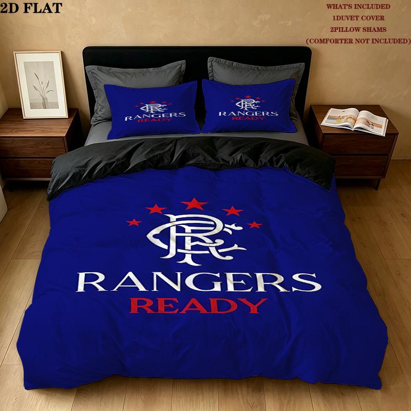 Rangers Fc Pattern Bedding Quilt Set Quilt Cover Pillowcase Home Birthday Gift(1 * duvet cover + 2 * pillowcase, without core)