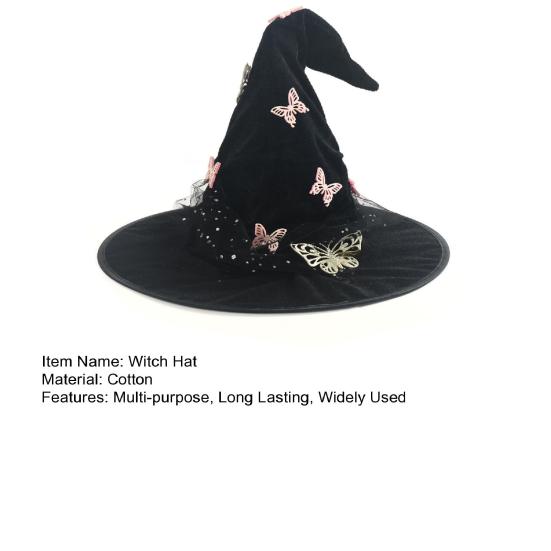 Шляпа ведьмы-бабочки регулируемого размера, легкая, удобная в носке, праздничный цилиндр, аксессуар для костюма на Хэллоуин