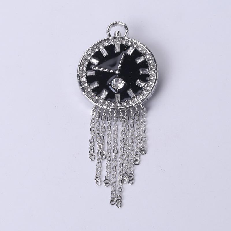 Креативная брошь-часы с бахромой, модный индивидуальный корсаж с каплями бриллиантов, булавка для одежды