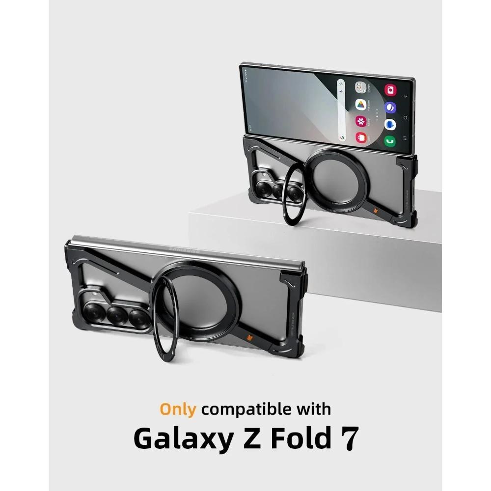 Безрамочный чехол для Samsung Galaxy Z Fold 7 6 5 с поддержкой MagSafe, с магнитным держателем, вращающимся на 360°, металлический, противоударный, защитная крышка для телефона