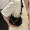 Metal Chain Simple Crossbody Bag PU Leather Shoulder Bag Fashion Hobos Handbag Outdoor