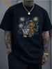Men's Round Neck Short Sleeve T Shirt Star Wars Droids Graphic Digital Print Tee Van Gogh Starry Night Theme Casual Tee Summer
