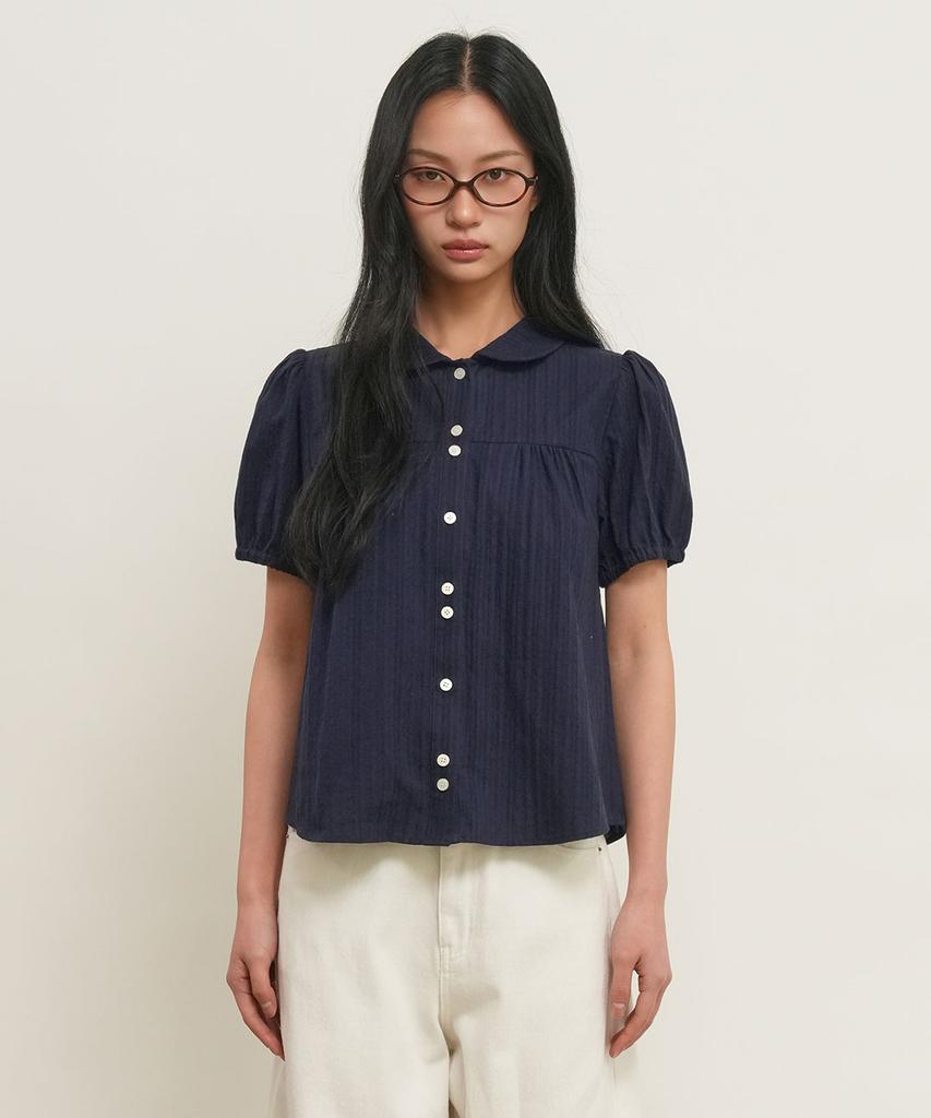 GENERALIDEA Round Collar Puff Blouse [Navy] / Gf2Lsh521