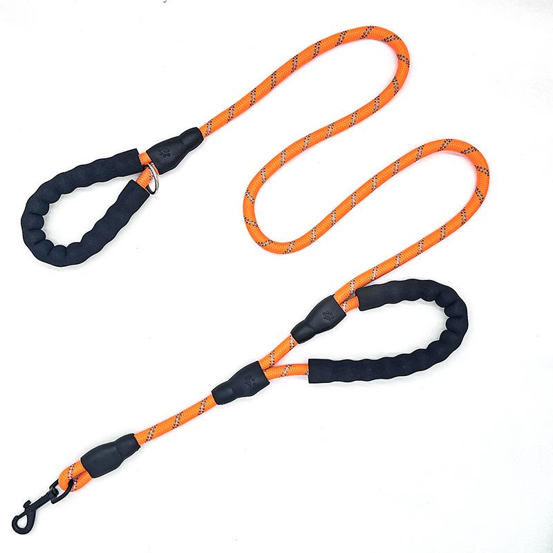Double Handle Reflective Large Dog Leash with Logo