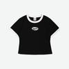 Wieoldeuwoldeu Футболка с принтом Wappen Crop Ringer Черная