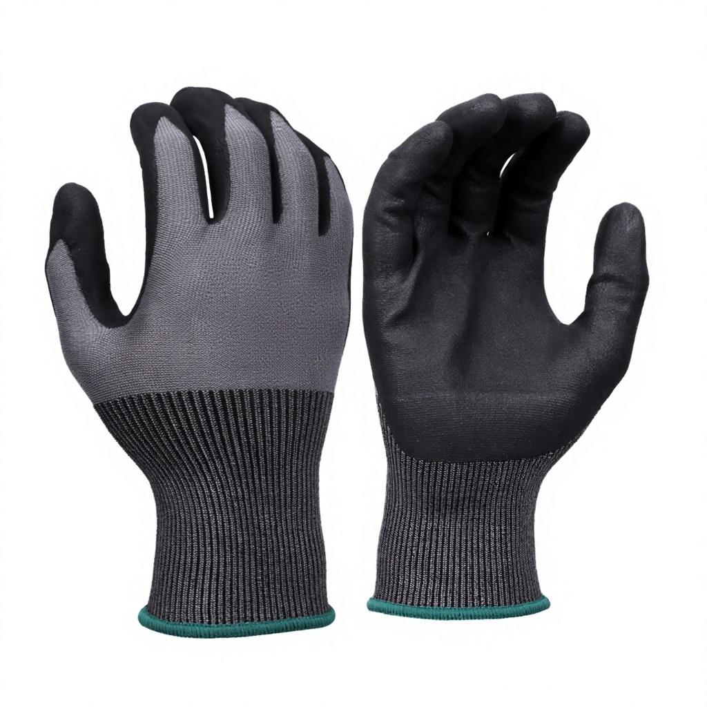 Heavy Duty Microfoam Nitrile Palm Cut Proof Gloves ANSI Cut Level 3 for Fishing Woodworking Automotive for Work Men