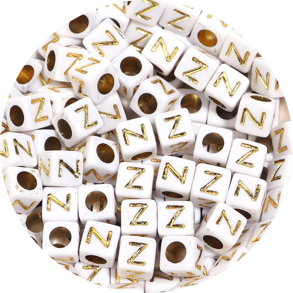 100pcs/lot 4.5 6mm Gold Letter Acrylic Square Beads Large Hole Loose Alphabet Beads For DIY Craft Bracelet Earrings Accessories