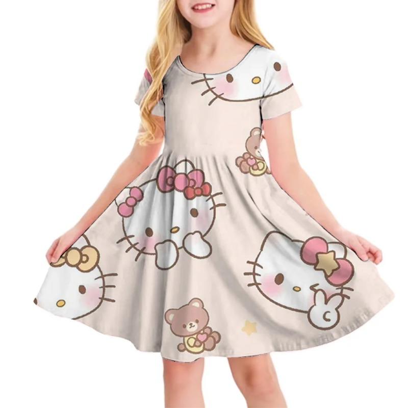 Детские футболки-платья с принтом Hello Kitty, Куроми, Моя Мелоди, Повседневное платье для девочек, Милая Кити для детей