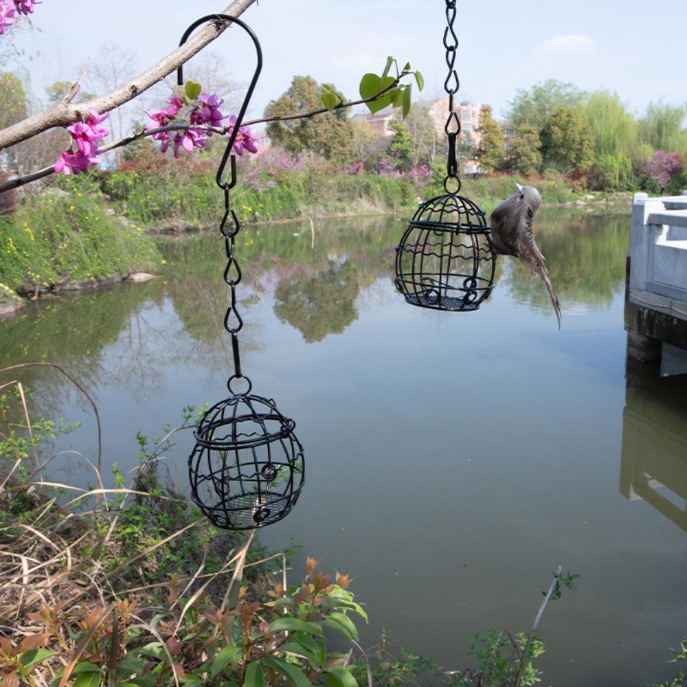 Squirrel Proof Hanging Bird Feeder Iron Hanging Bird Food Station Bird Feeding Wire Cage Garden