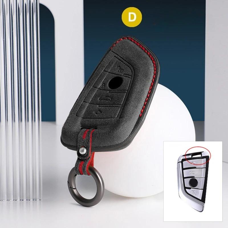 Car Key Case Cover for BMW 3 5 Series X1 X2 X3 X4 X5 X6 X7 F30 F90 F10 G30 G60 E60 F48 F39 E70 F15 F16 325li 530 Suede Keychain