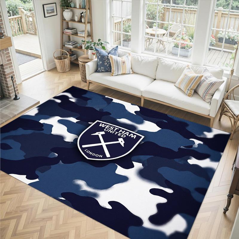 West Ham United Football Design Crystal Velvet Carpet Cozy Non?Slip Printed Rug For Bedroom Living Room Entrance