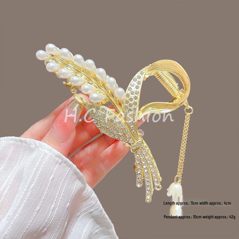 Ландыш Колос Заколка для волос: Женская новая заколка-краб с кисточкой в китайском стиле для элегантных высоких причесок.