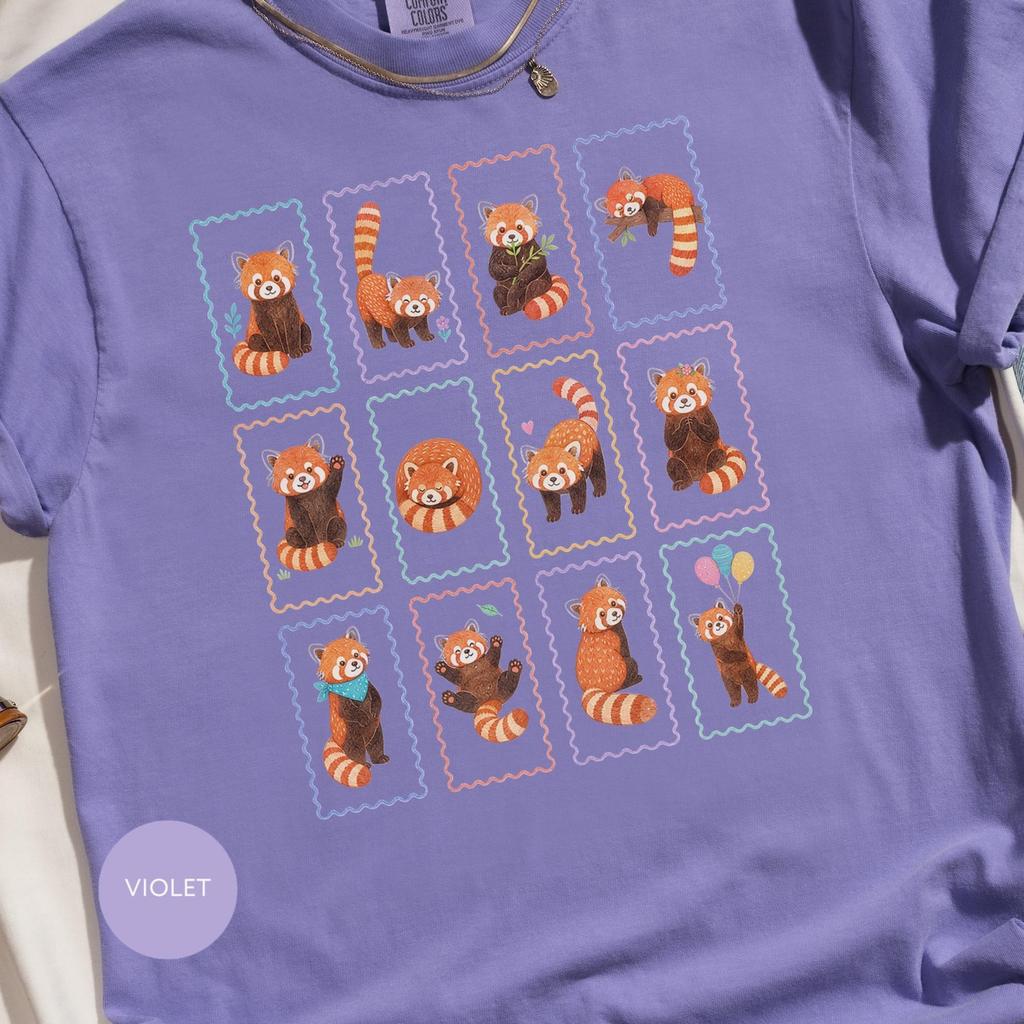 Red Panda Shirt, Kawaii Animal Design with 12 Color Options