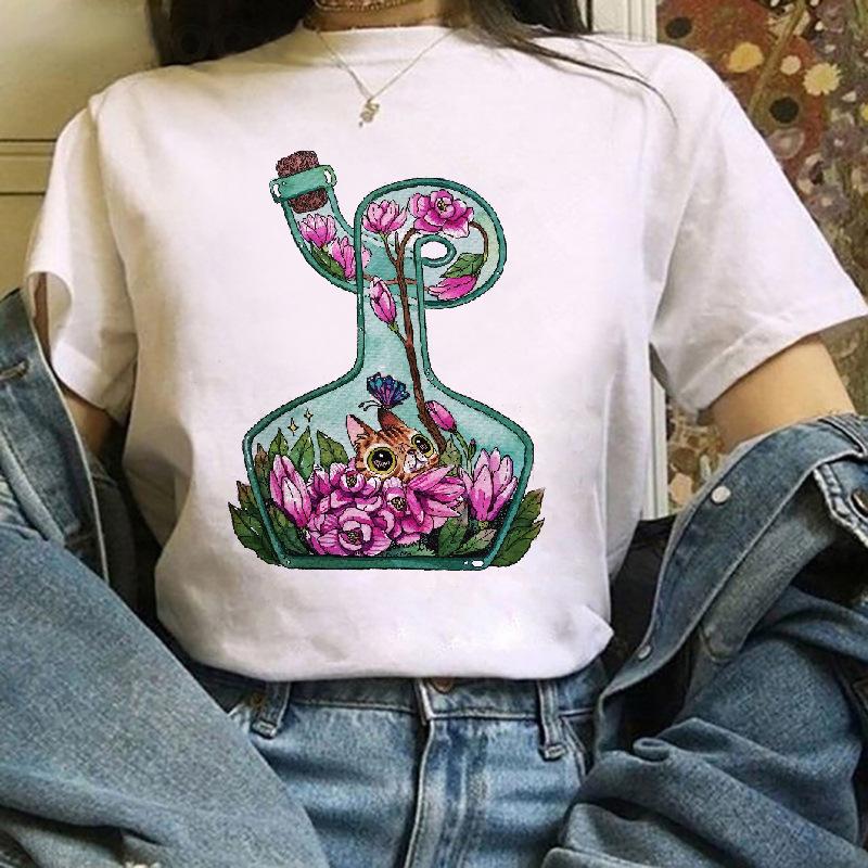 Summer T-shirts Kawaii Cat Funny Tshirt Cute Fashion harajuku graphic t shirts Fashionable polyester fabric