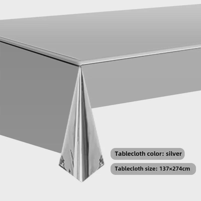 Новая одноразовая скатерть из алюминиевой пленки Cross-Border Gold & Rose Gold (137x274 см) – Товары для вечеринок