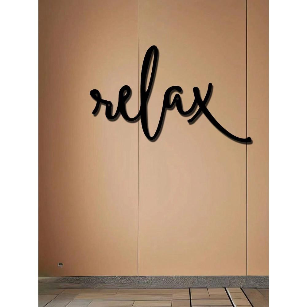 Black Metal Relax Word Art Deco Style Wall Decor Modern Bathroom Sign Iron Art Hanging Decoration