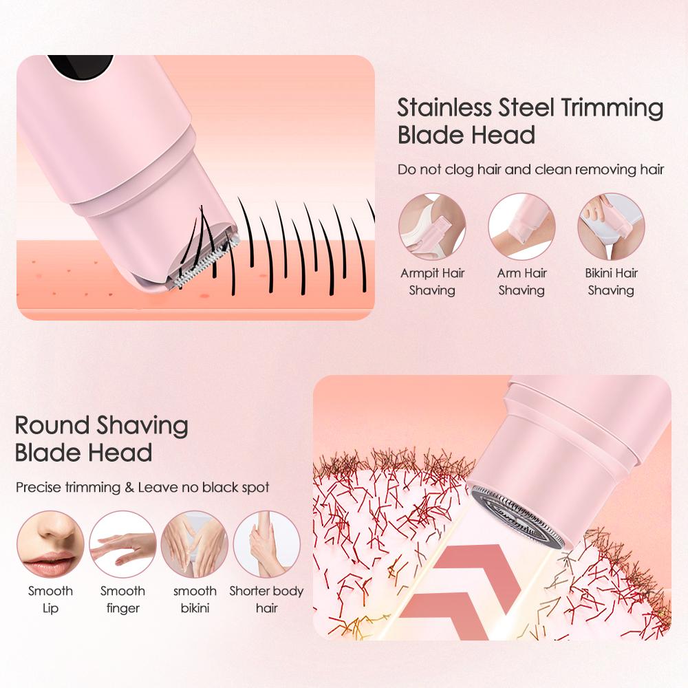 Женские электрические бритвы 2 в 1 с двойной головкой, безболезненный триммер для бикини, триммер для волос на ногах, для влажного и сухого использования, эпилятор для тела, водонепроницаемый
