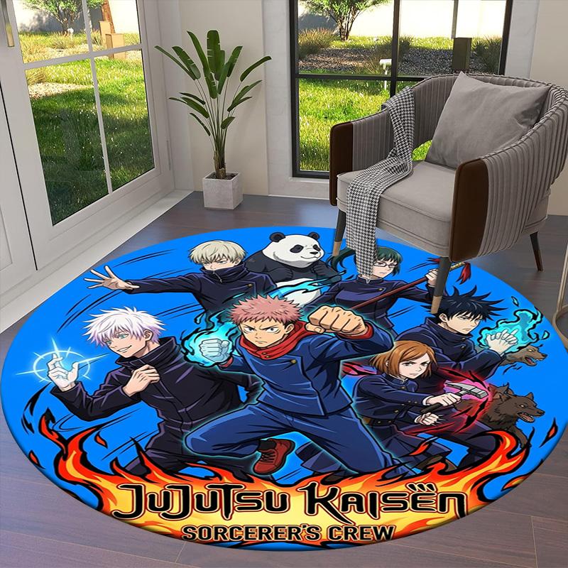 Ковер с круглым ворсом Jujutsu Kaisen Ковер для гостиной, спальни, дивана, игровой комнаты Декор Нескользящий коврик для пола