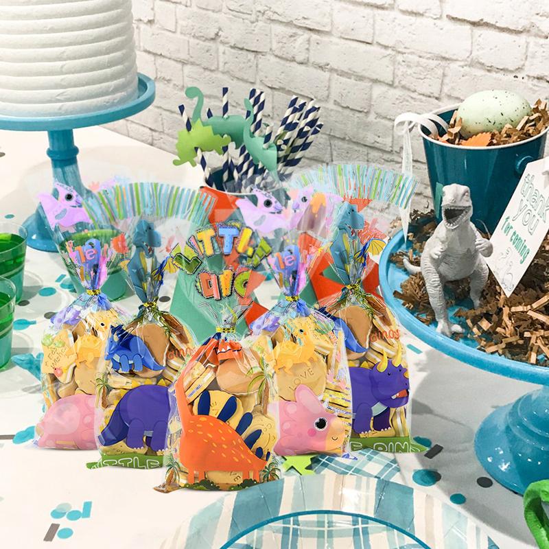 Creative Dinosaur Kid Cartoon With Twist Ties Candy Gift Bag 50pc Animal Plastic Transparent Unicorn Mermaid Packaging Bag Party Supplies