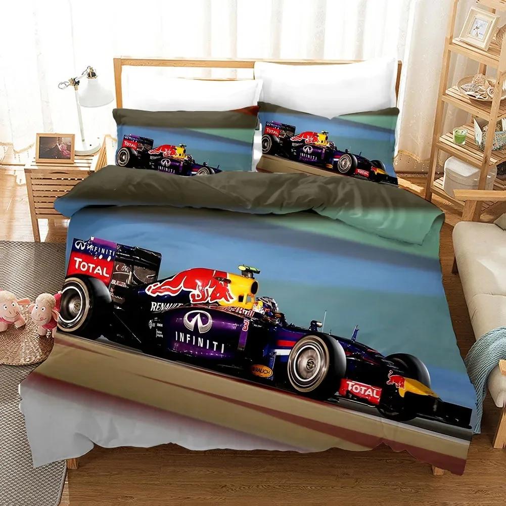 Red Racing Car 3D Kids Boy Bedding Set F1 Game Racer Printing Duvet Cover 3Pcs Bedclothes With Pillowcase Twin Full Bedspread