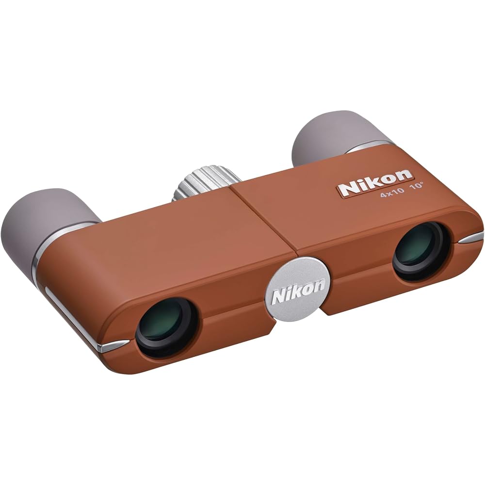 Nikon 4x10D CF Binoculars, Roof Prism Type, 4x Magnification, 10mm Objective Lens, Amber Brown (Made in Japan)
