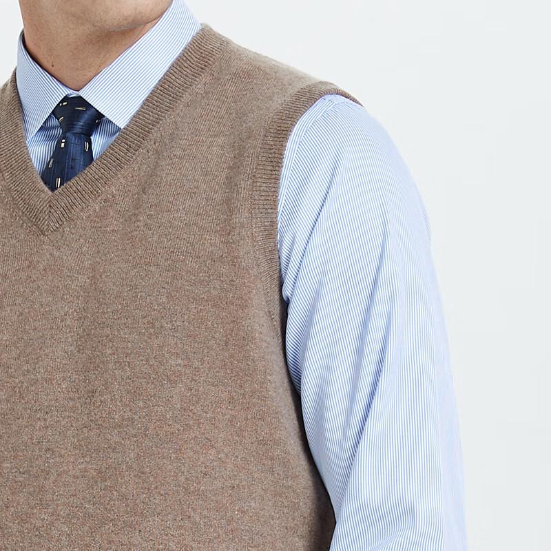 Hengyuanxiang Men's Wool V-Neck Sleeveless Sweater