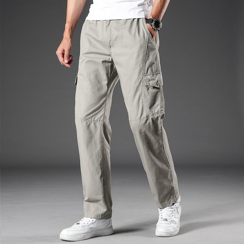 Cargo Pants Men's Loose Straight Oversize Clothing Solid Grey Versatile Work Wear Black Joggers Cotton Casual Male Trousers