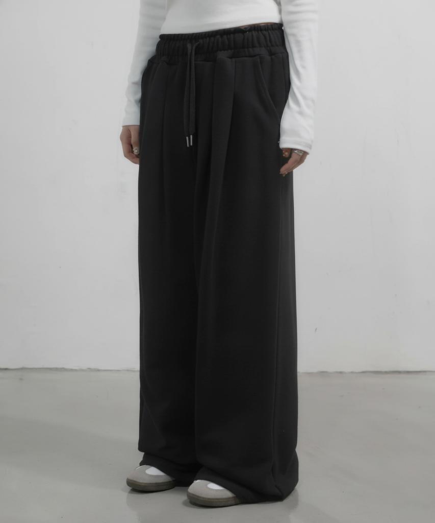CHICKS Muir Double-Pleat Wide Pants Black