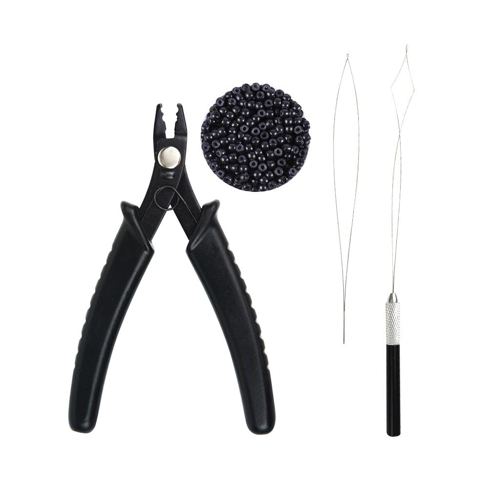 1 шт. игла + 1 шт. плоскогубцы с 2 отверстиями + 500 шт. 3,0 мм силиконовые нано-кольца набор инструментов для наращивания волос