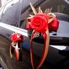 Wedding Car Decoration Set: Simulated Rose Pull Flowers for Rearview Mirror, Car Head, and Team Accessories
