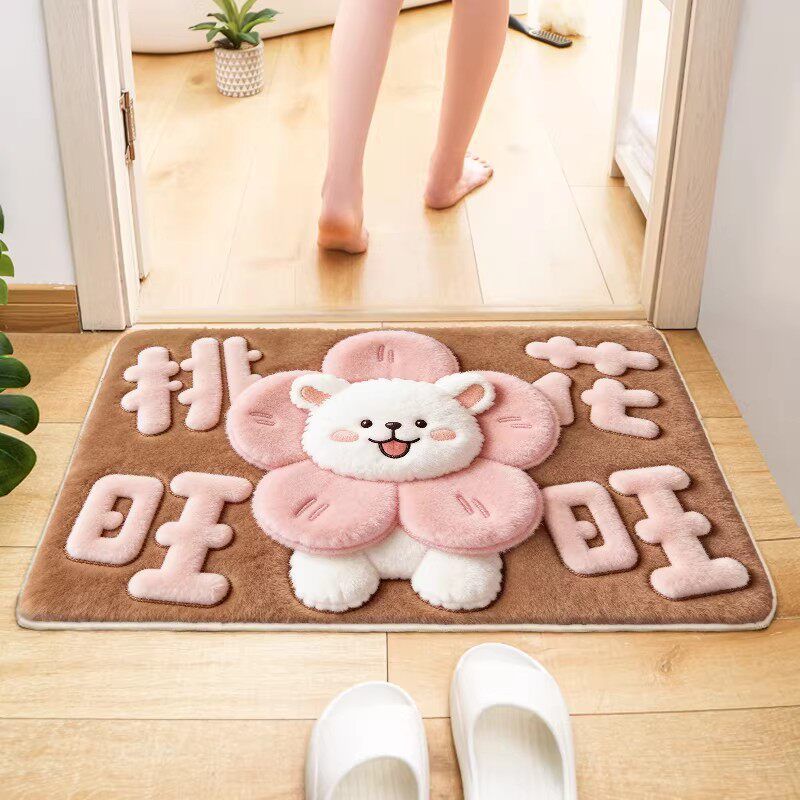 Cute cartoon 3D bathroom mat, plush foot mat, diatomaceous earth mat, absorbent doormat, non-slip bathroom mat