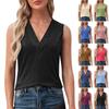 Женский летний модный повседневный однотонный топ без рукавов с v-образным вырезом без бретелек майка