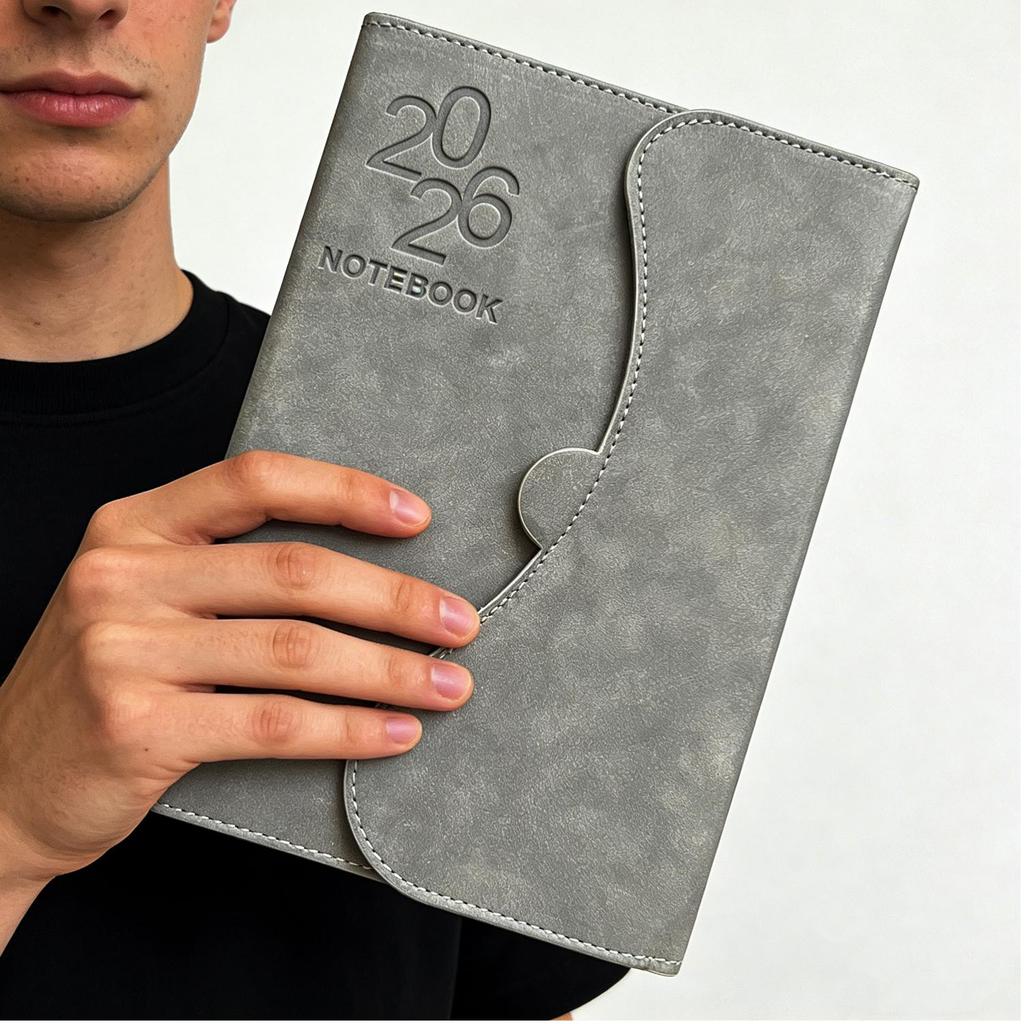 Ежедневник-планер на 2026 год (Янв-Дек), 21,5 см x 15,5 см Планер формата А5, Обложка из ПУ с магнитным тиснением, Ежедневник 2026