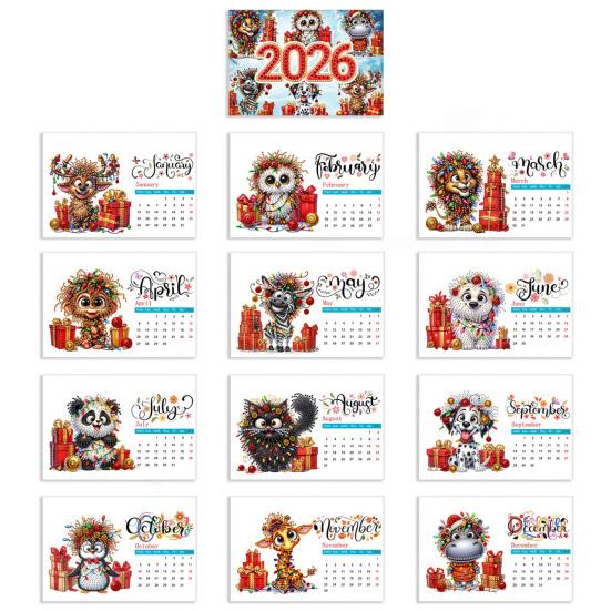 2026 Сделай сам настольный календарь Настольный календарь с алмазной мозаикой Стоящий месячный календарь-планировщик