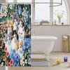 Милые Кошки Шторка для Душа для Детей Девочек Подростков Синяя Цветочная Зеленые Листья Аксессуары для Ванной Комнаты Дом Сад Домашние Животные Животные Рустик Ванная