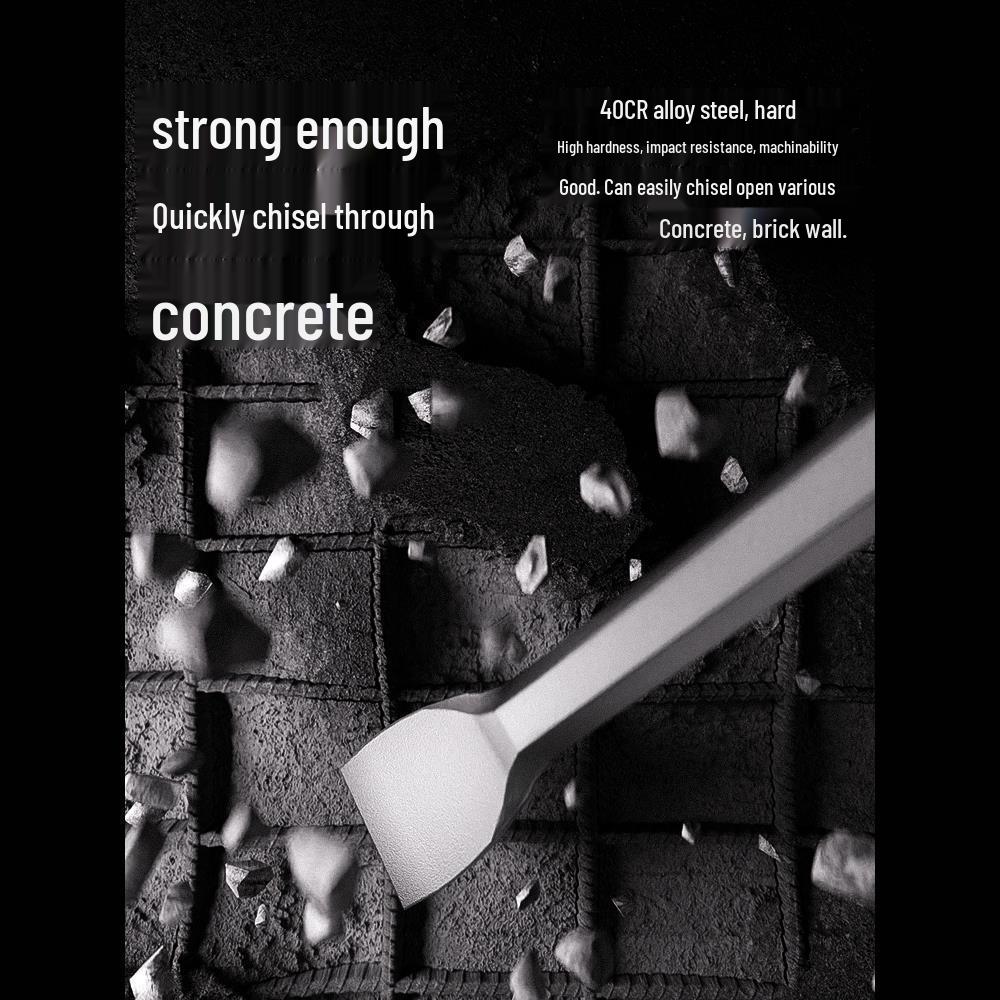 Electric Hammer Drill Bit: Square & Round Shank, Five-Pit Flat Chisel for Grooving & Impact Drilling in Concrete
