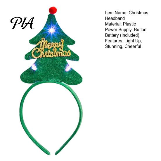 Holiday Headpieces for Kids Adults Light Up Christmas Headbands, Shiny Glitter Santa Hat Tree Reindeer Antler Hairbands, Gift Girls Boys LED