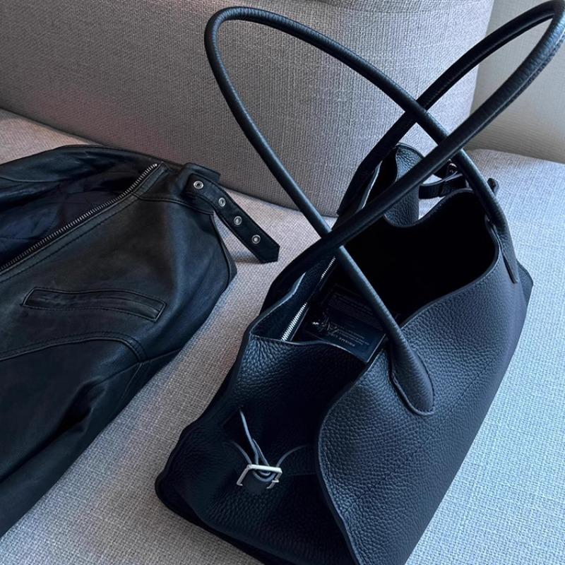 New First-layer Cowhide Tote Bag Handbag Horizontal Large-capacity Leather Women's Bag Commuter Shoulder Bag