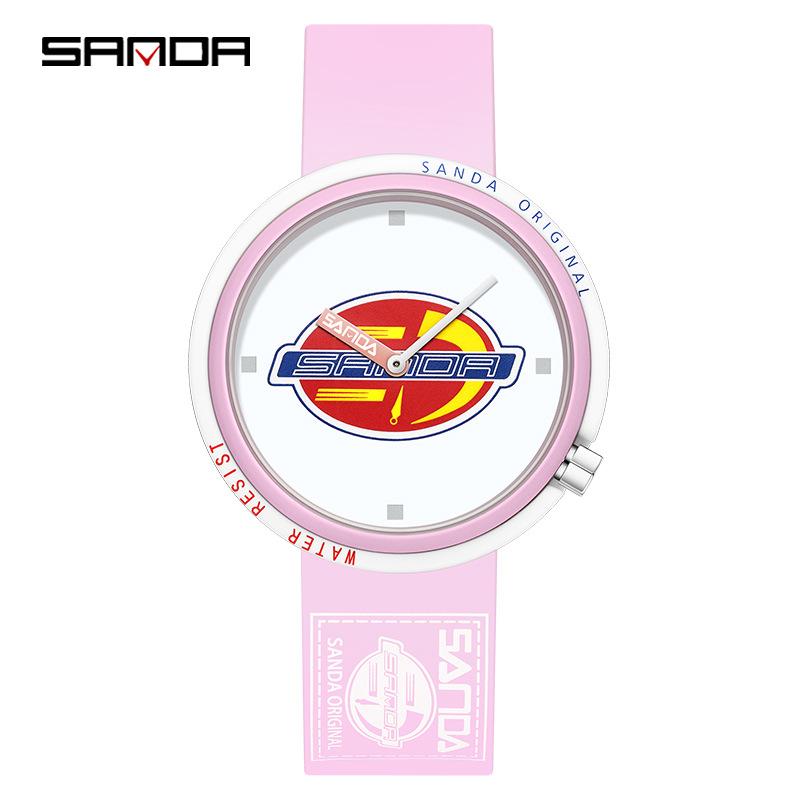 SANDA Новые кварцевые часы с силиконовой лентой, водонепроницаемые студенческие, водонепроницаемые классные часы для мужчин и женщин на открытом воздухе