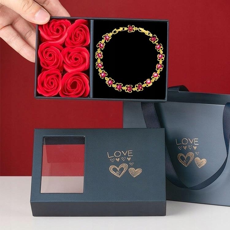 Delicate Chain Bracelet with Ruby Crystals Plated with 999 Gold