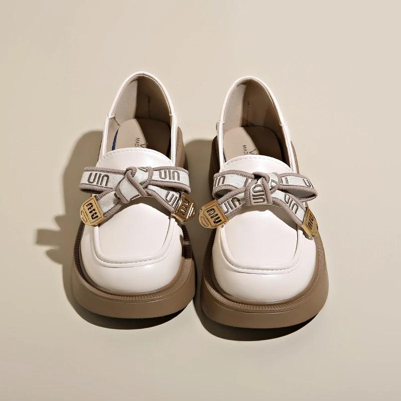 Женская обувь Осень Женская обувь Оксфорды Черные Балетки Лоферы с мехом Сабо Платформа Осеннее Платье Кожа Летние Слипоны Новое