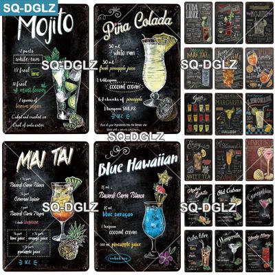 [SQ-DGLZ] Металлическая вывеска «Мохито», винтажные металлические таблички, декор для паба, бара, домашний настенный декор, жестяные вывески, плакат для коктейлей, подарок