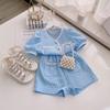 2024 Summer Sweet & Salty Style: High-Waist Slim Wide-Leg Shorts Two-Piece Suit for Girls