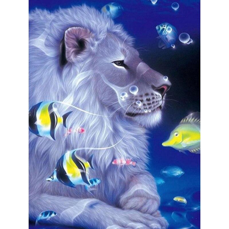 Diy Painting 5d New Diamond Lion Diamond Embroidery Animals Full Round Drill Crafts Home Decor Manual Gift