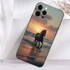 Арт G-Скачущая Лошадь Чехол для Телефона Для iPhone 16,15,14,13,12,11 Plus,Pro Max,XS,X,XR,SE,Mini,8,7 Мягкий Силиконовый Черный Чехол