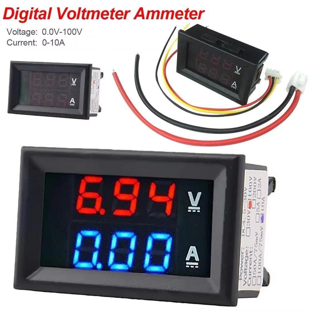 1Pcs Red Blue LED Display Digital Voltmeter Ammeter  Electromobile Motorcycle Car