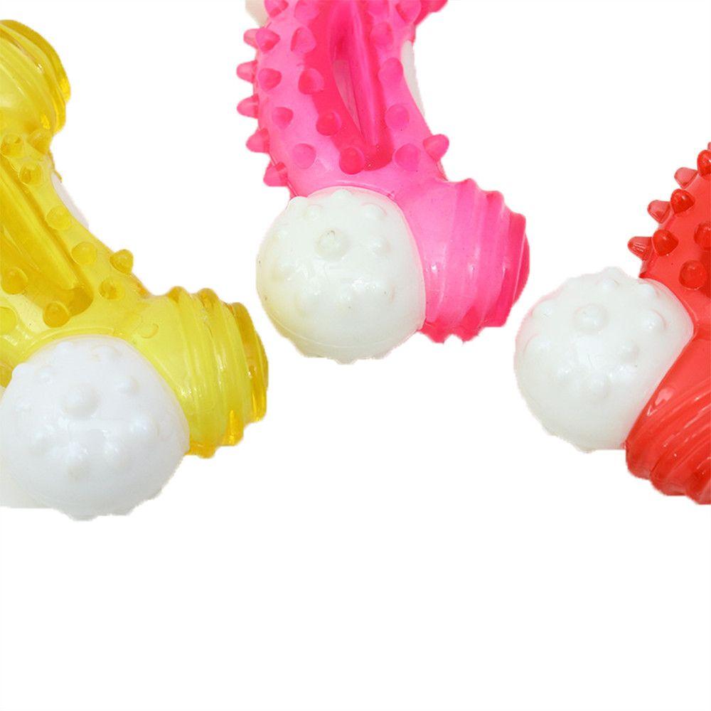 Chewer Tough Wobbling Bone Shape Interactive Pet Rubber Bite Dog Chew Toys Teeth Cleaning Toy